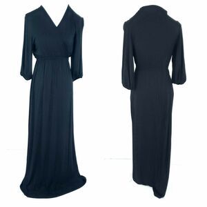 Shabby Apple Black Maxi Dress Summer Sz 4Surplice bodice, 3/4 sleeves